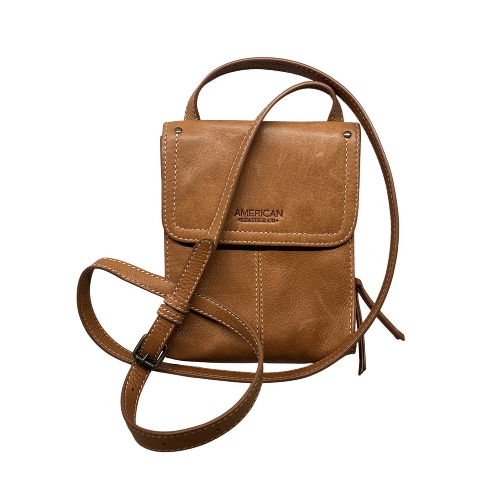 American Leather Co. Liberty Small Leather Crossbody Bag Tan Organizer